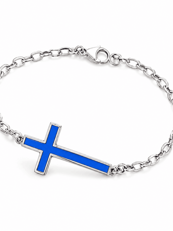 pulsera con cruz de esmalte