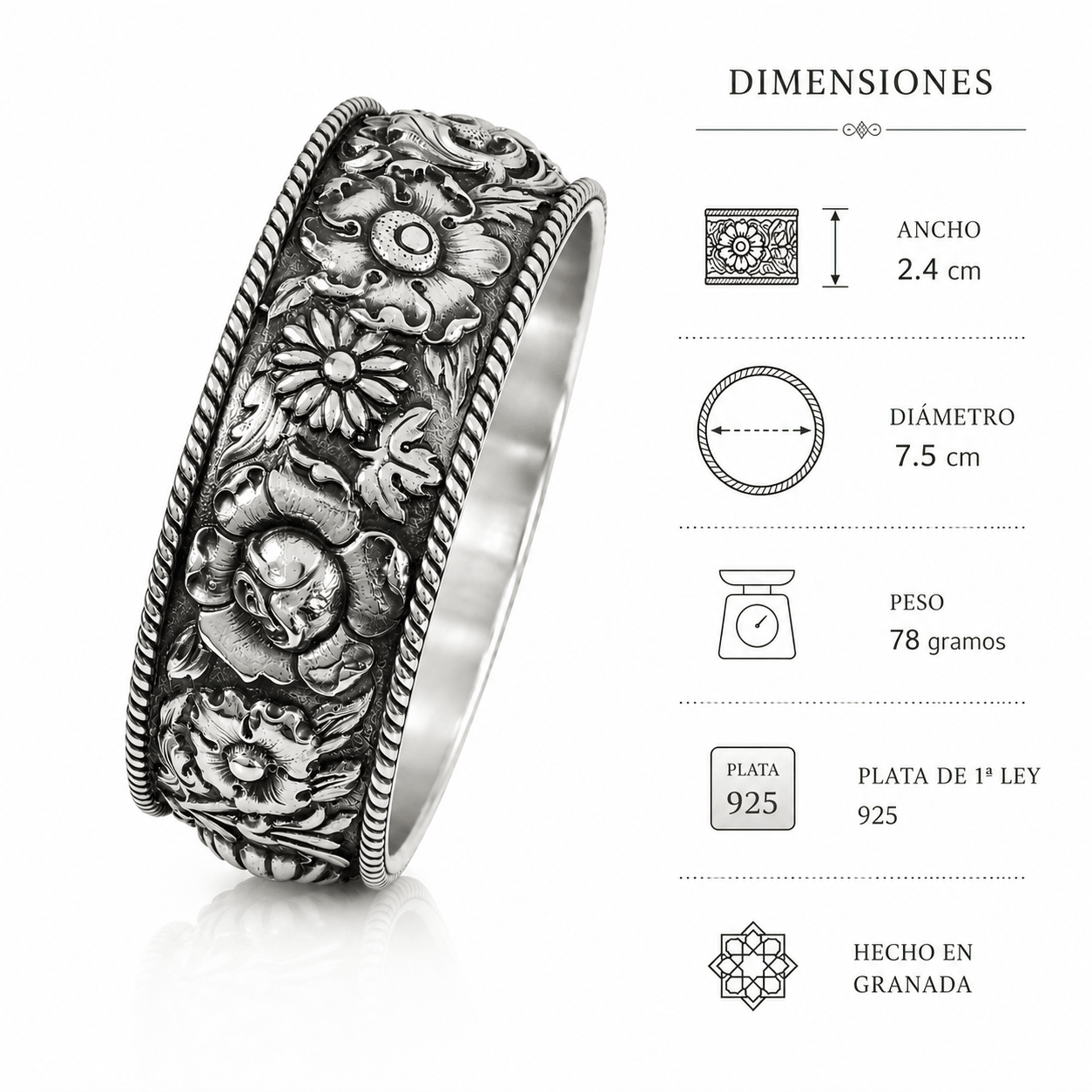 pulsera con flores. grande